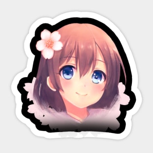 Anime girl with sakura Sticker